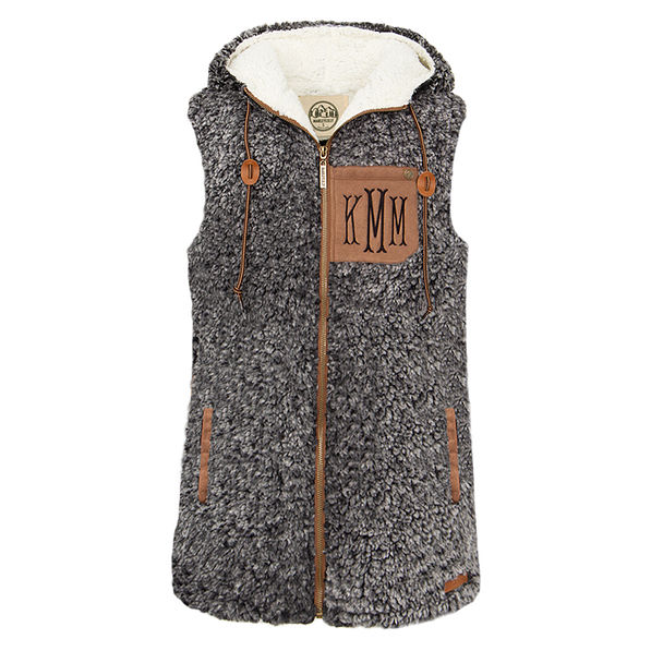 monogrammed sherpa hooded vest