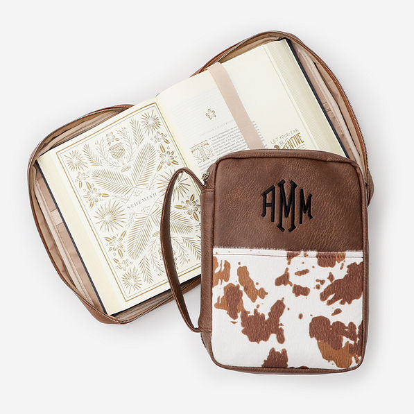Monogrammed Bible Carrier in Cowhide