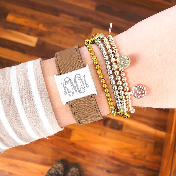 silver reversible cuff bracelet with mixed metal bracelets