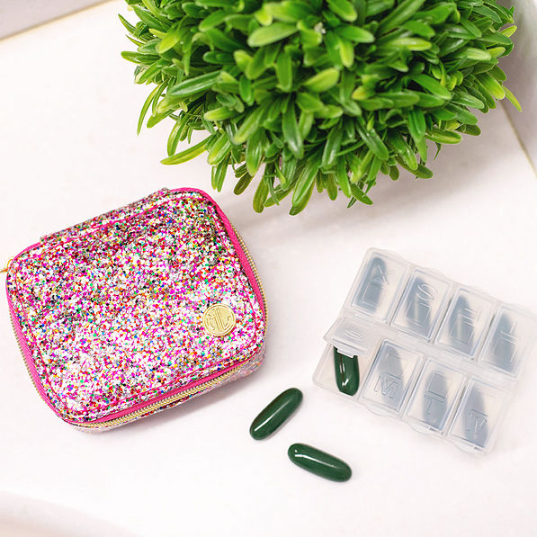 confetti pill case with pills