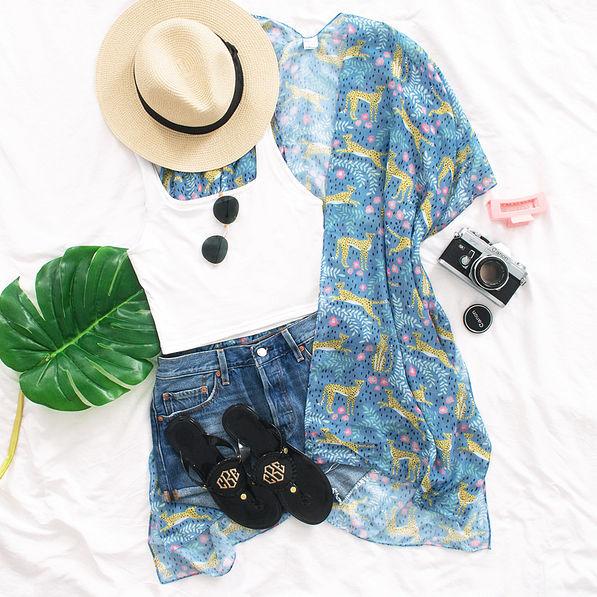 Blue Fiesta Leopard Kimono OOTD