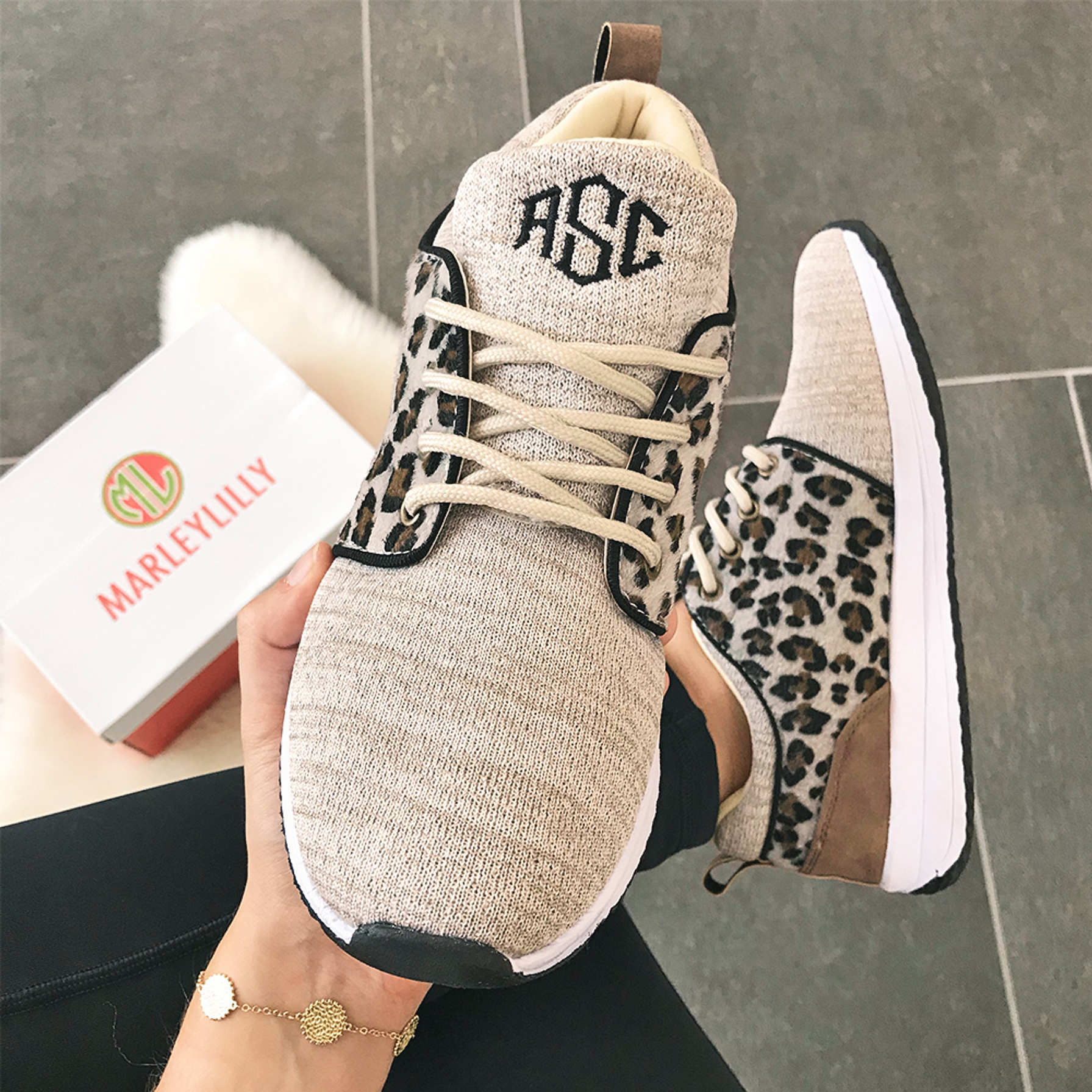 Monogrammed Leopard Sneakers Marleylilly