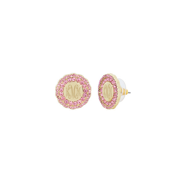 monogrammed cluster stud earrings in pink