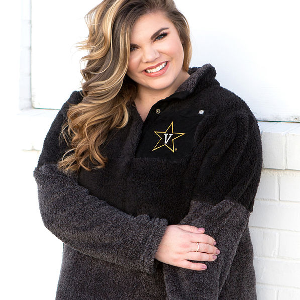 colorblock sherpa pullover with vanderbilt logo on pocket