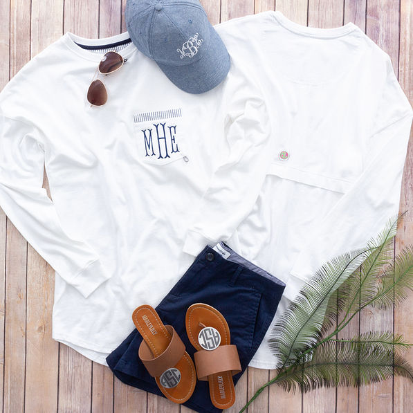 front and back of monogrammed long sleeve fishing shirt ootd