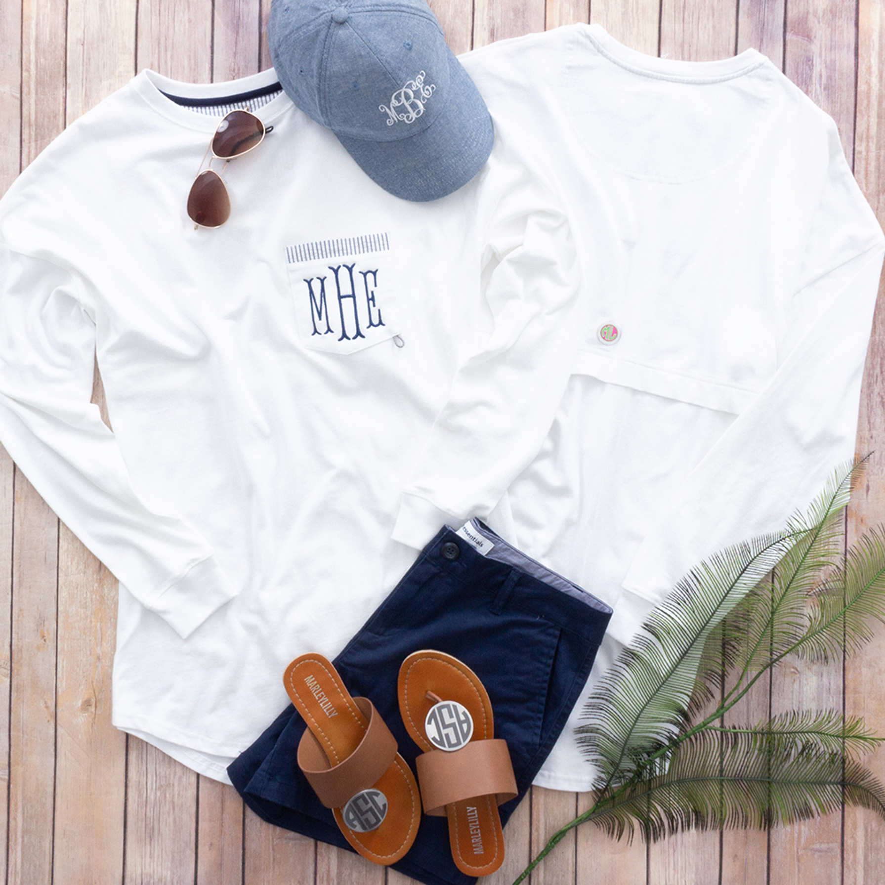 Monogrammed Long-Sleeve Dockside T-Shirt - Marleylilly