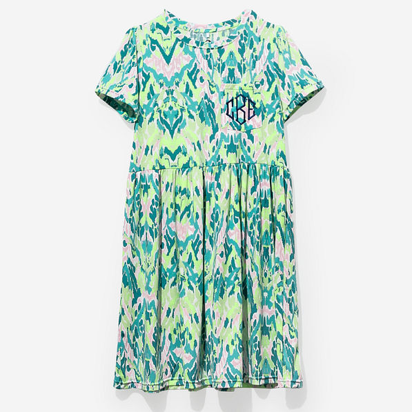 monogrammed t shirt dress in bermuda ikat