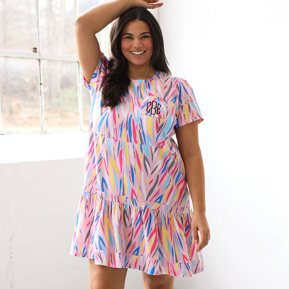 Monogrammed T-Shirt Dress, Short Sleeve - Marleylilly