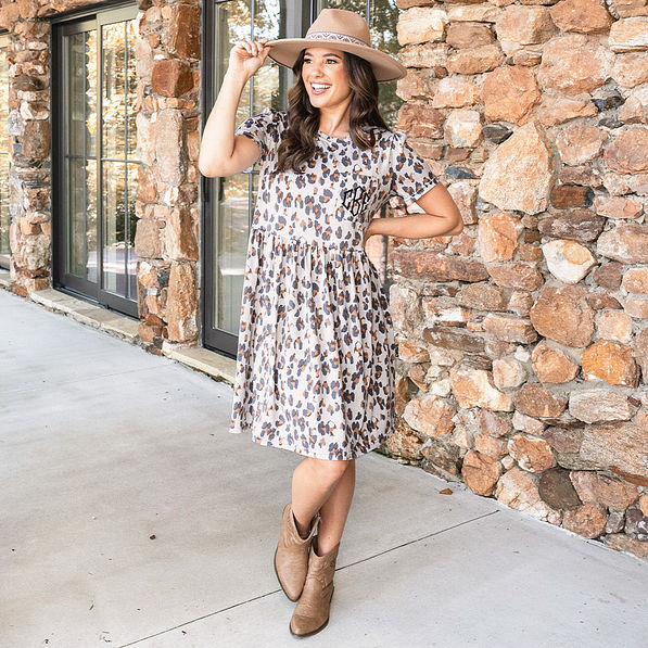 stone leopard t-shirt dress on peyton
