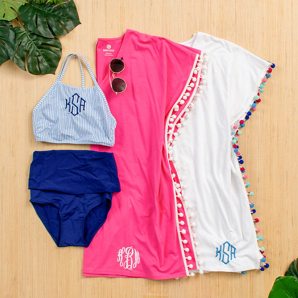 Monogrammed Pom Pom Beach Cover Up - Marleylilly