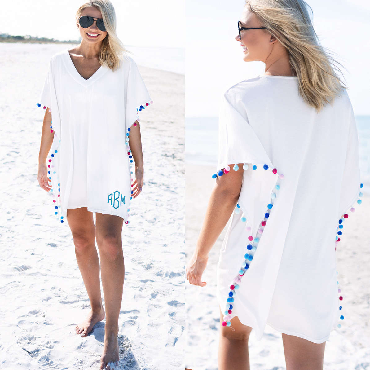 Monogrammed Pom Pom Beach Cover Up - Marleylilly