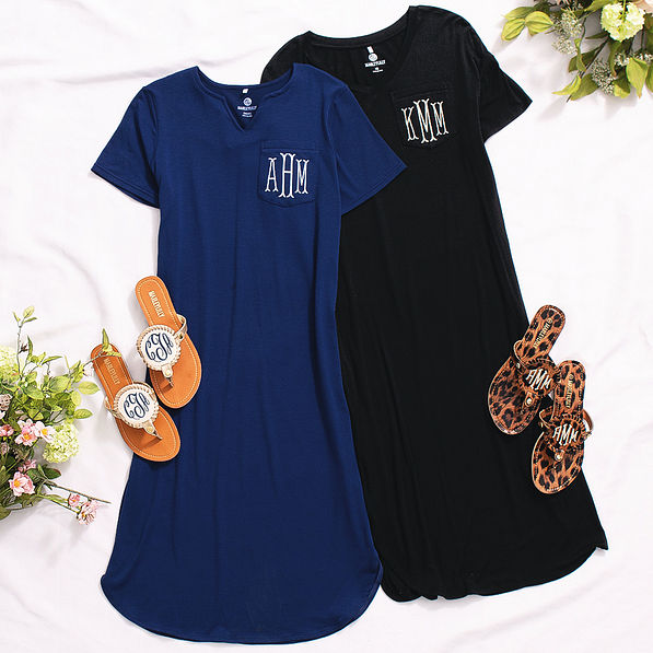 Monogrammed Midi Dress