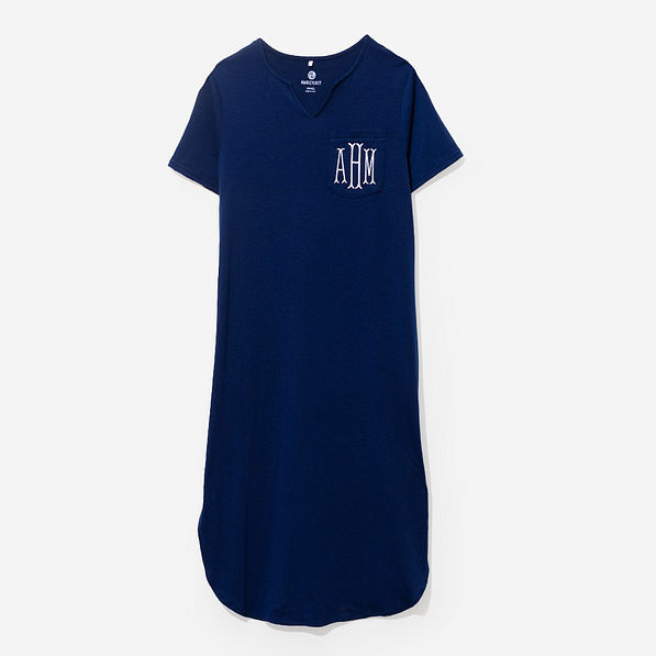 ​​monogrammed midi dress in navy