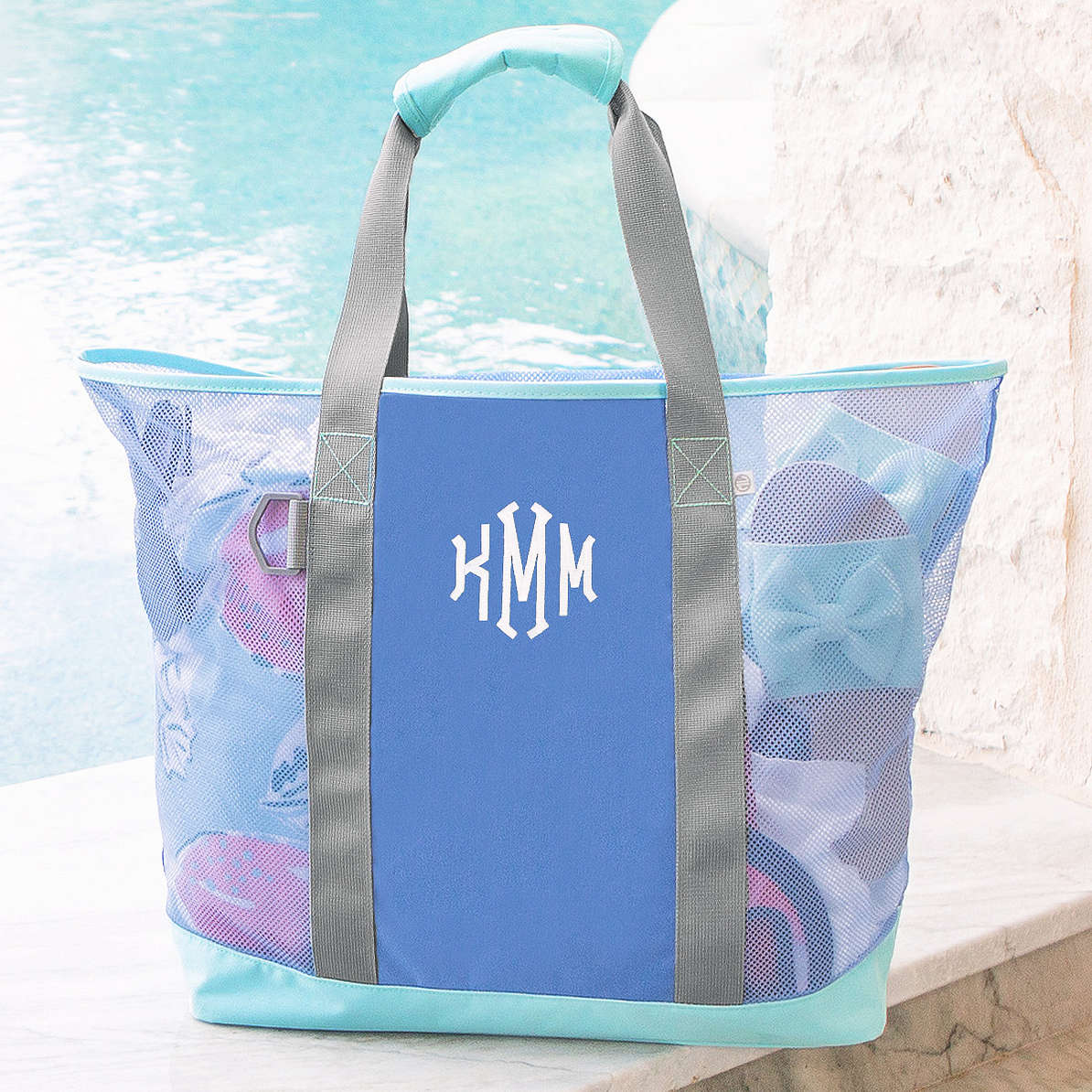 Monogrammed Mesh Beach Bag Marleylilly