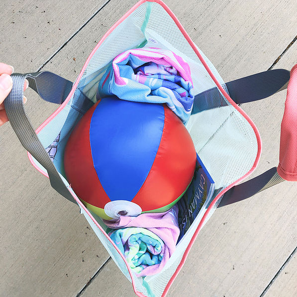 inside of monogrammed mesh beach bag