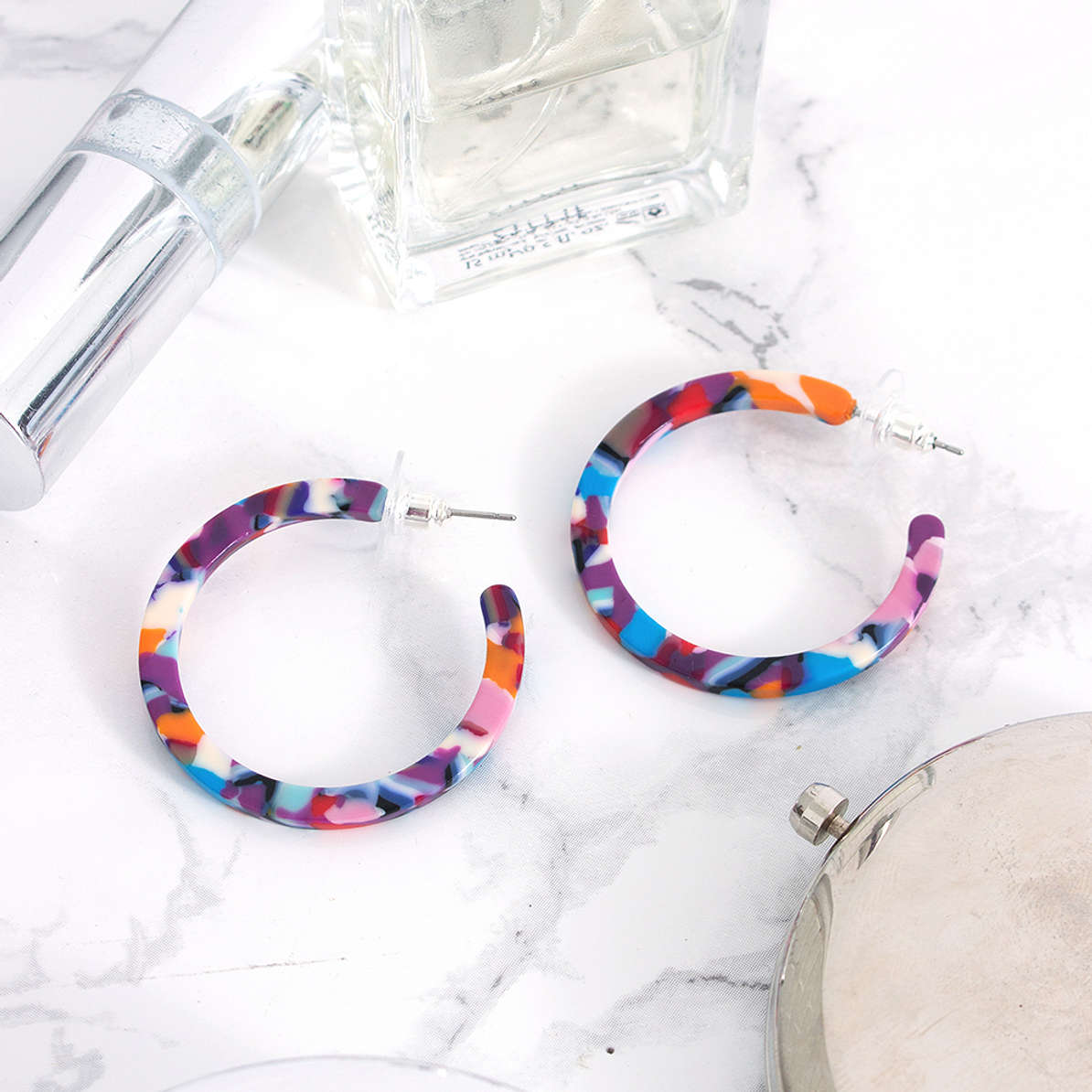 Women's Tortoise Resin Hoop Earrings - Marleylilly