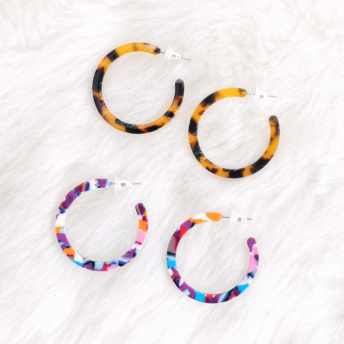 Women's Tortoise Resin Hoop Earrings - Marleylilly