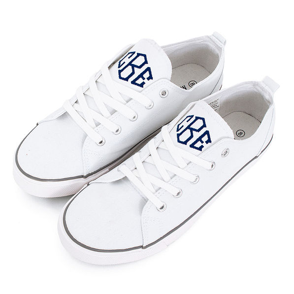 White Canvas Monogrammed Sneakers - Marleylilly