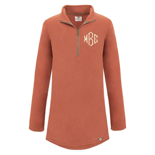 monogrammed microfleece pullover in pumpkin monogrammed microfleece pullover in pumpkin