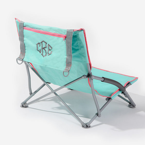 monogrammed beach chair in mint