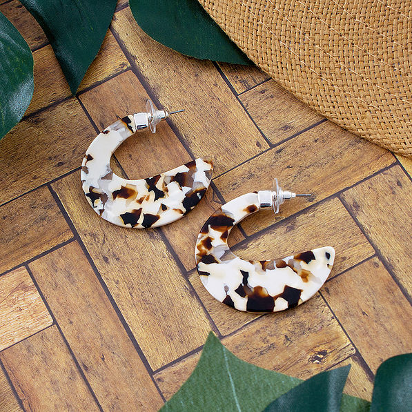 half circle resin hoop earrings