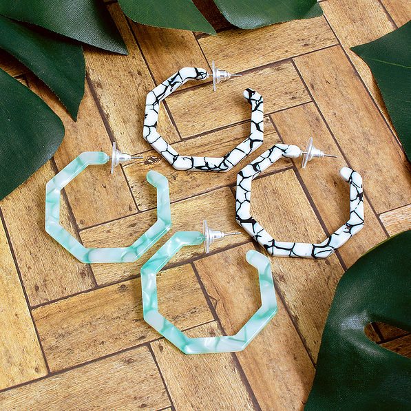 octagon resin hoops in mint