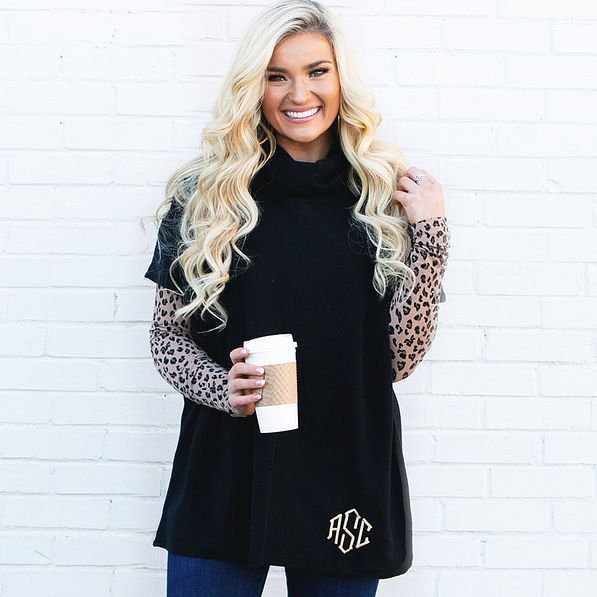 black cowl neck poncho