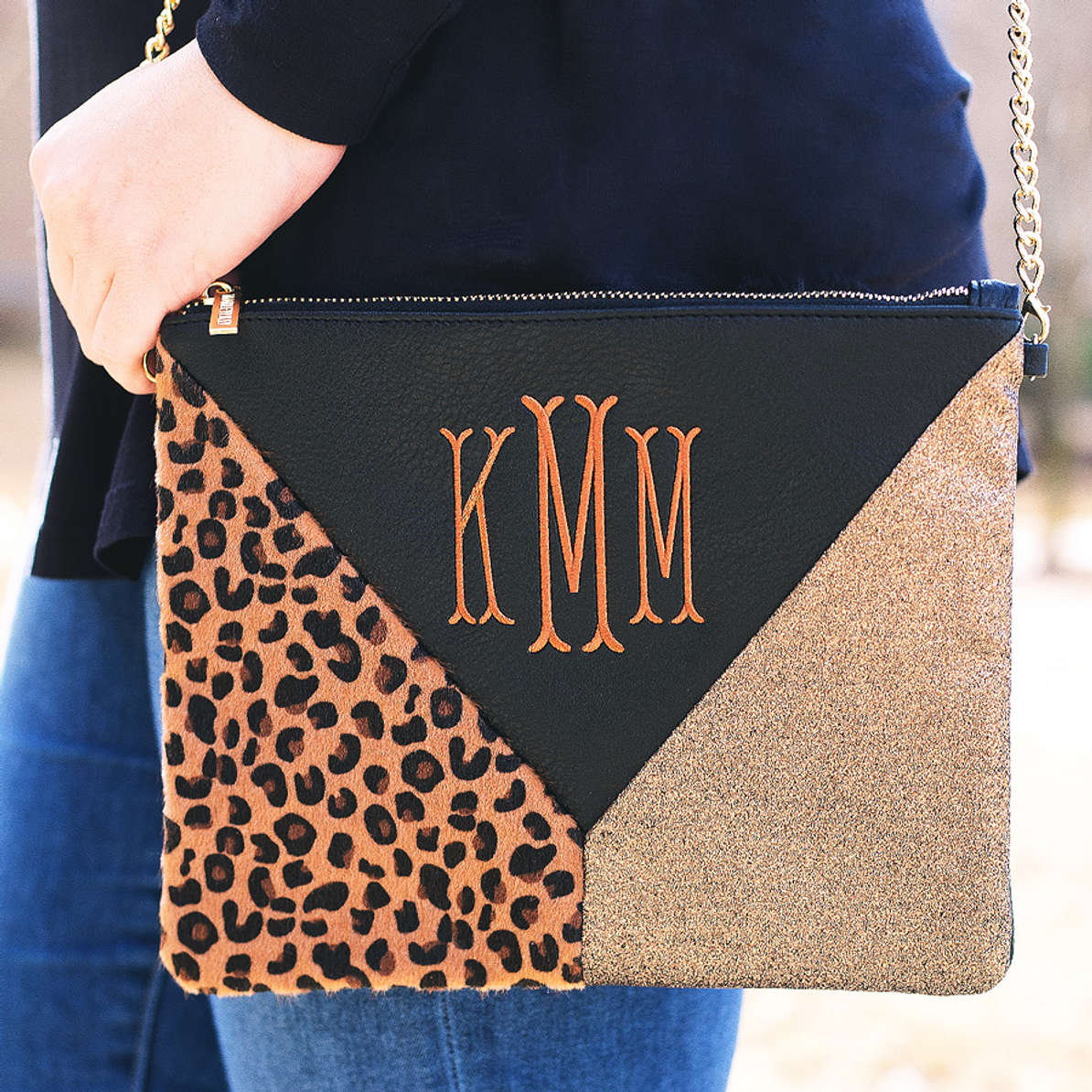 leopard monogram tote