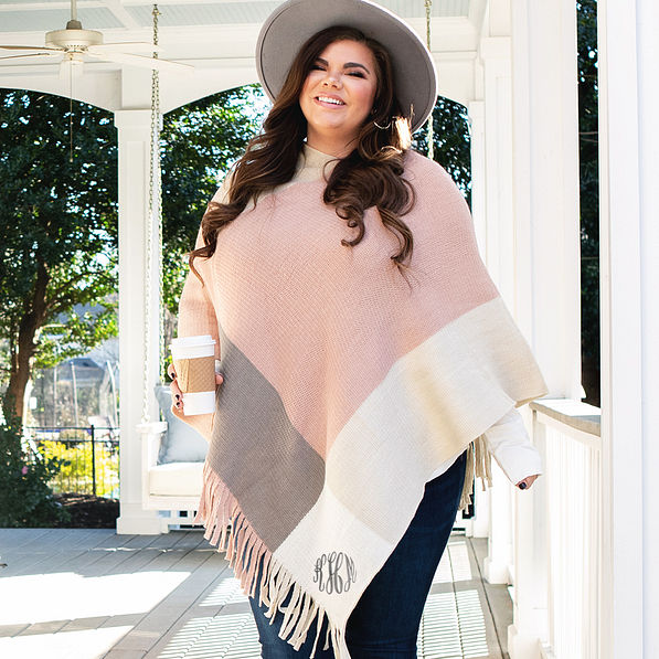 Pink Colorblock Poncho