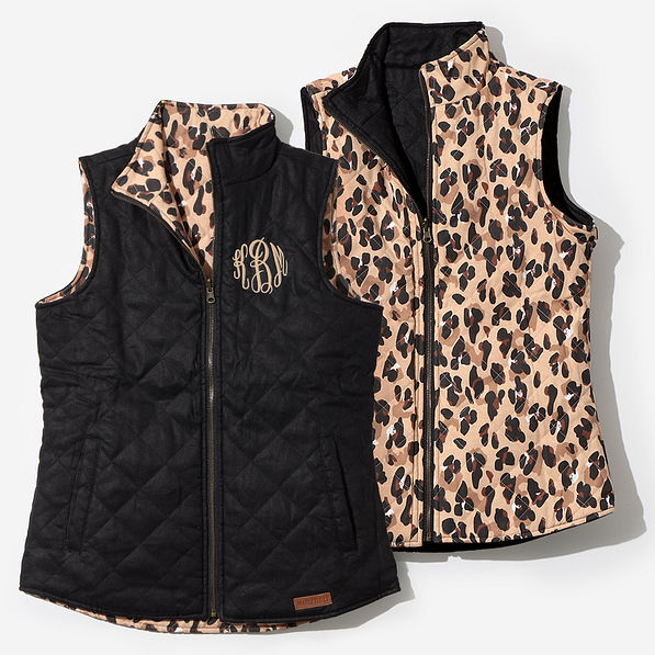 Monogrammed Reversible Vest in Classic Cheetah