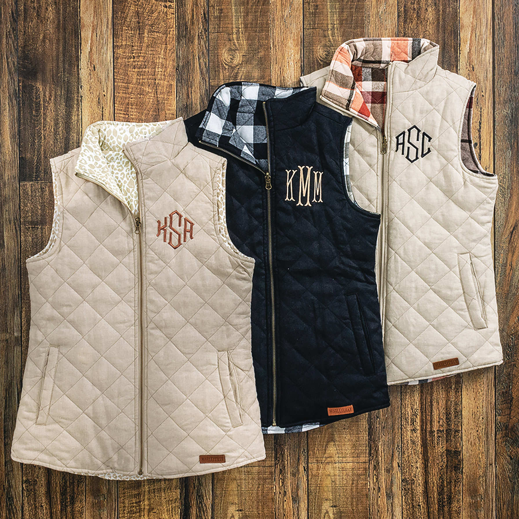 Personalized Ladies Reversible Plaid Vest Marleylilly