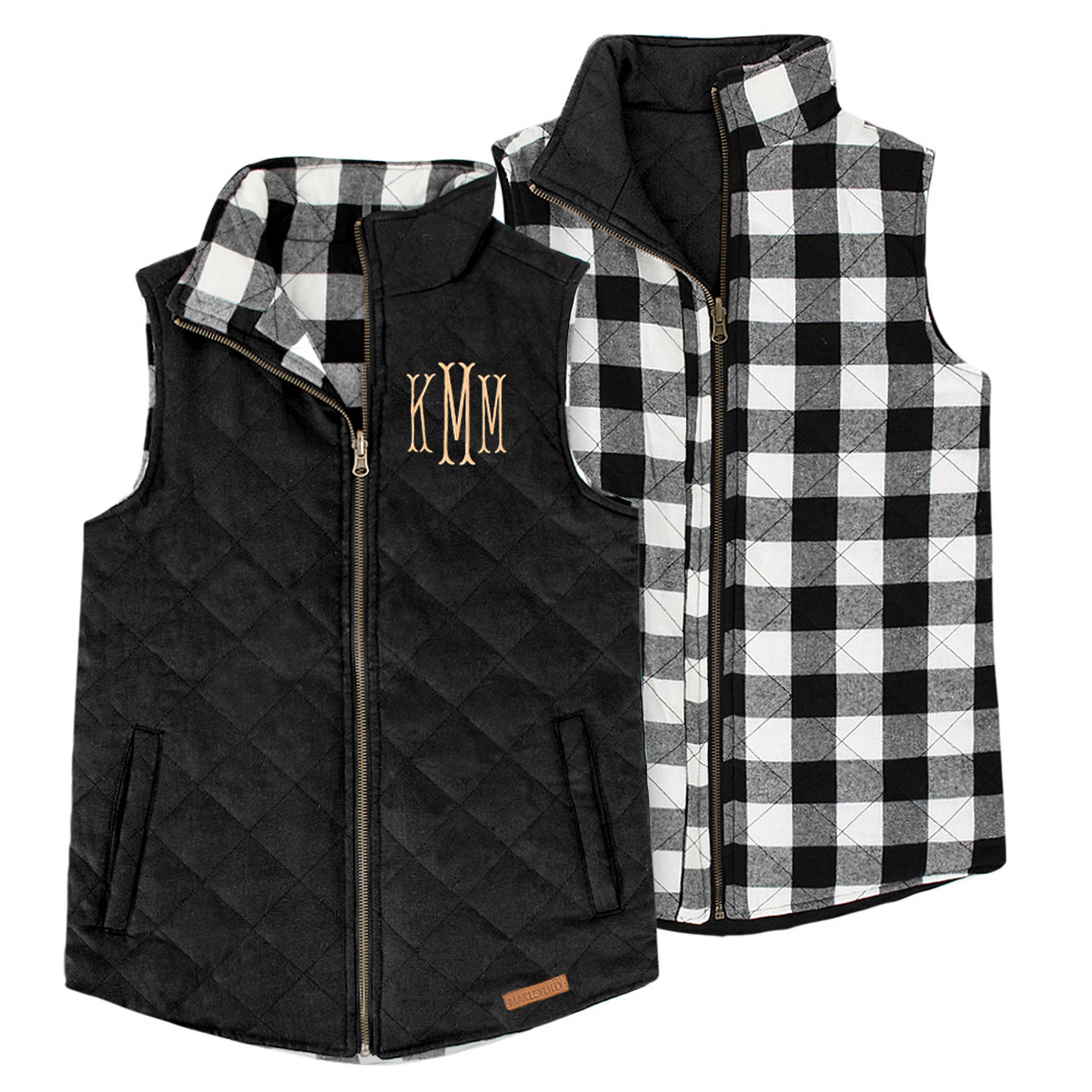 Personalized Ladies Reversible Plaid Vest Marleylilly