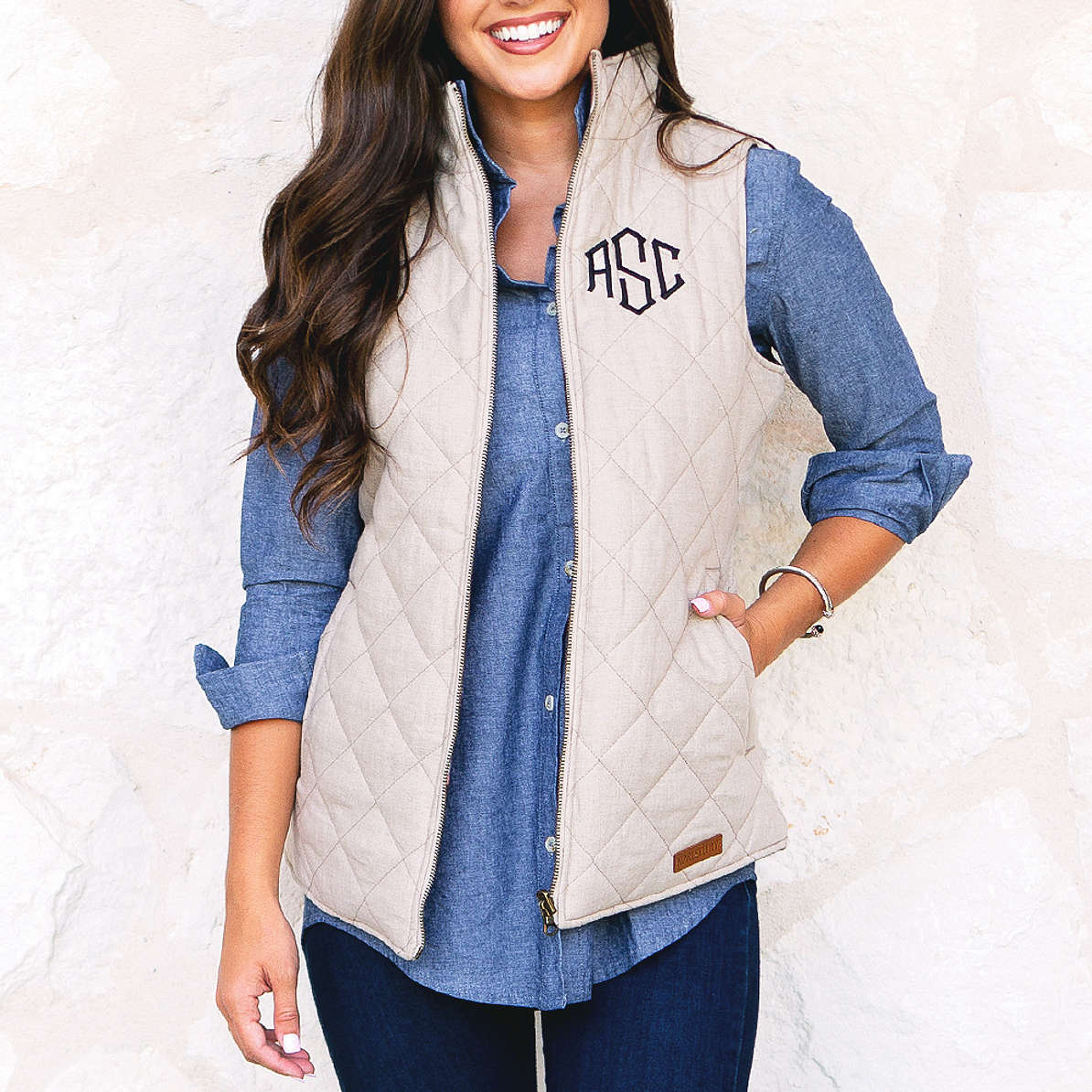 Personalized Ladies Reversible Plaid Vest Marleylilly