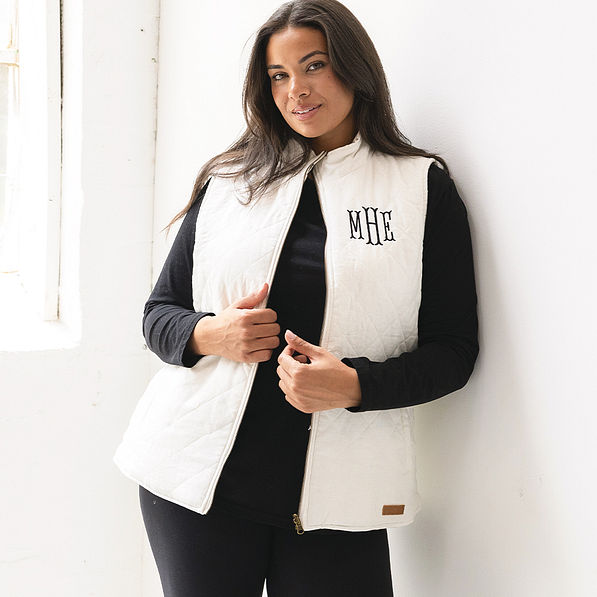 ivory plaid reversible vest on julia ann