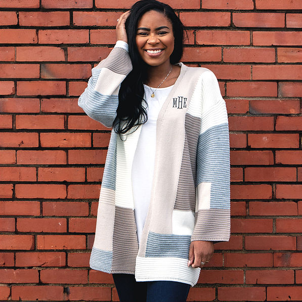 monogrammed grey audrey cardigan