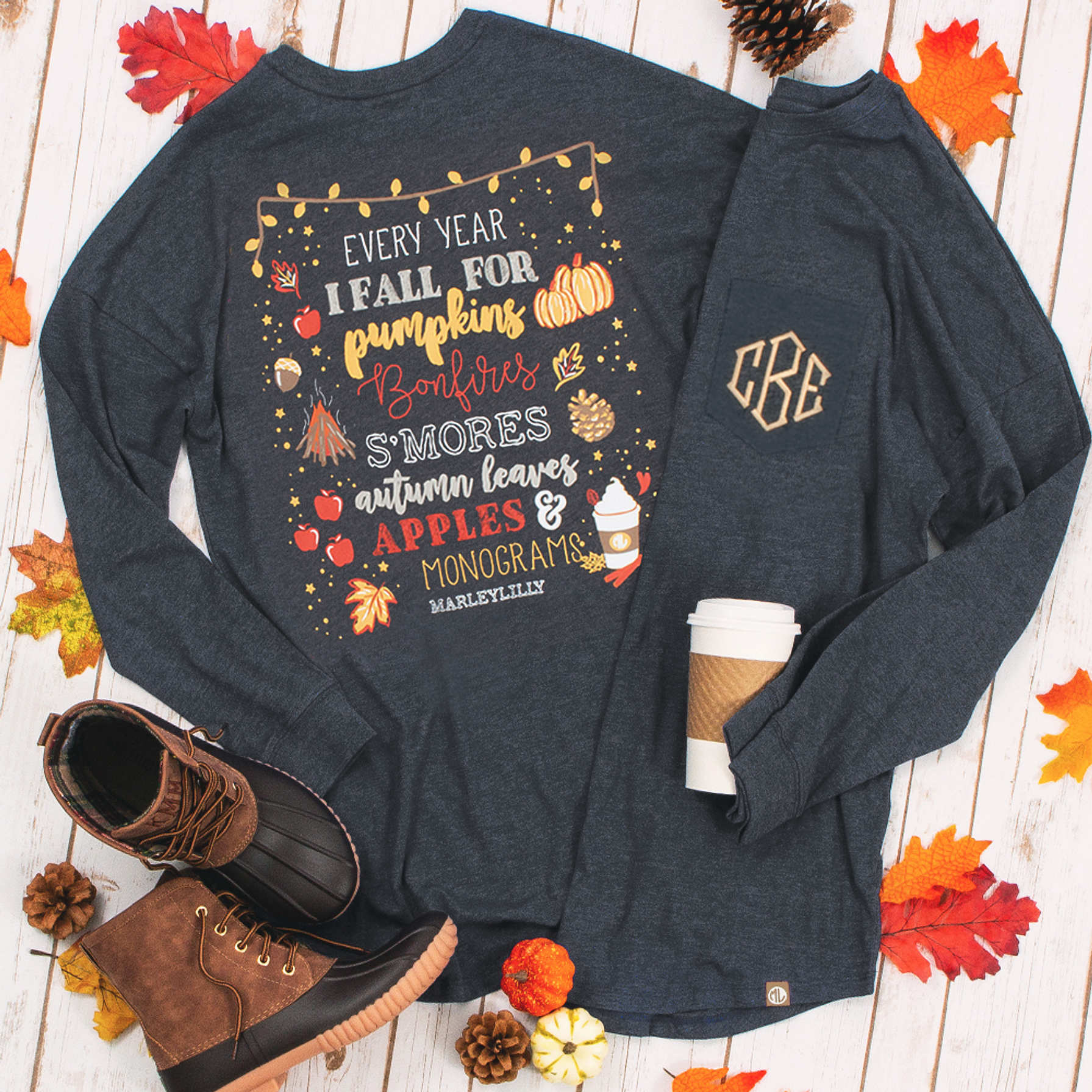 Personalized Fall Phrase T-Shirt - Marleylilly