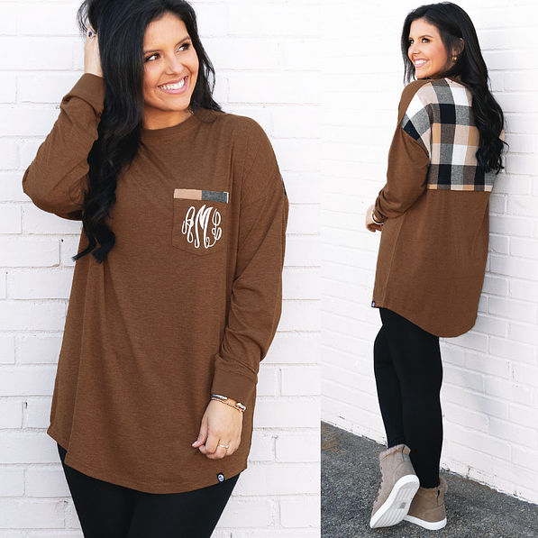monogrammed hickory plaid jersey with leggings