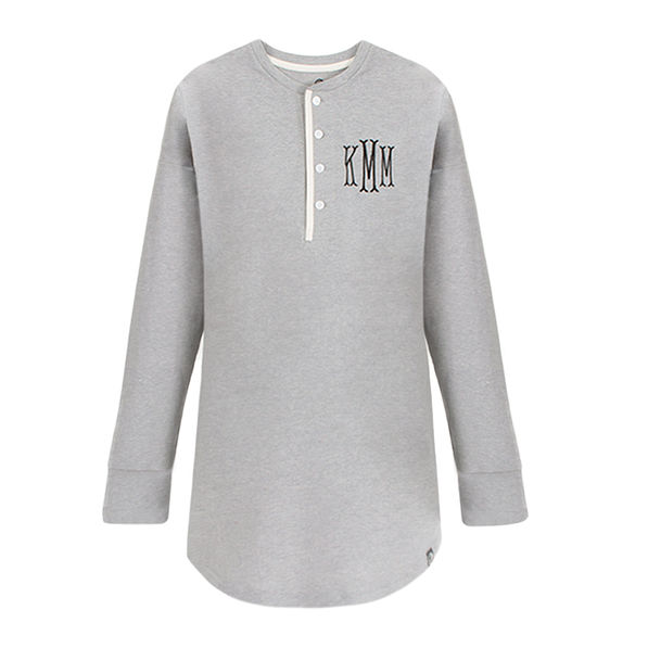 monogrammed boyfriend henley in grey