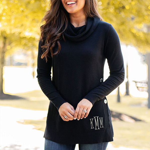 black cowl neck tunic front