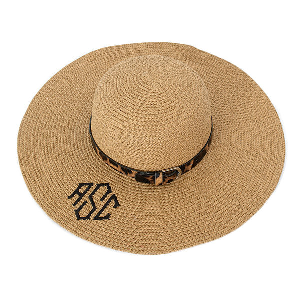monogrammed leopard sun hat