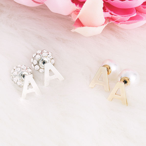 single initial earring set, letter G