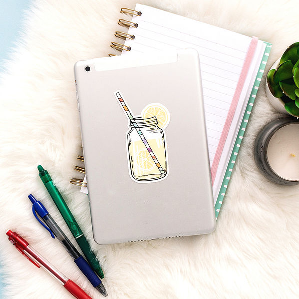 lemonade mason jar sticker on ipad