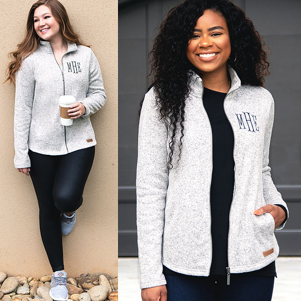 split image of heathered jacket