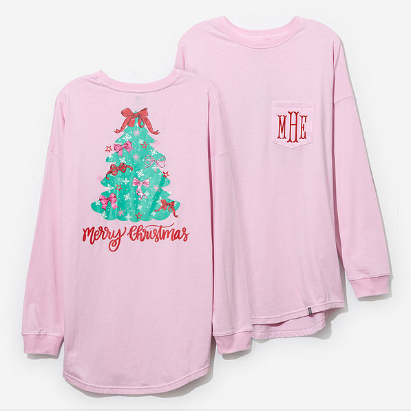 Monogrammed Christmas Tree Shirt in Light Pink