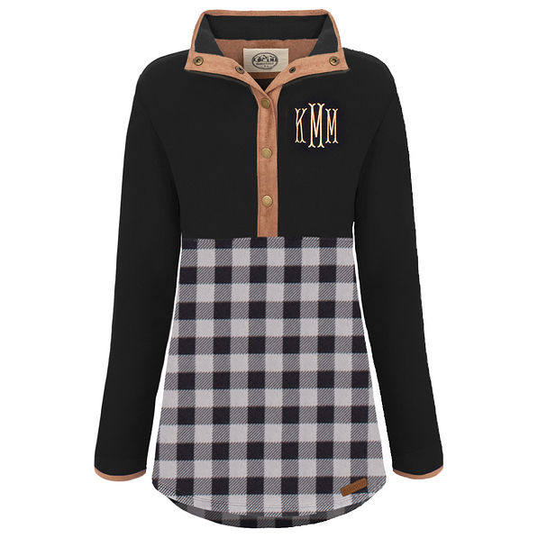 color block fleece pullover