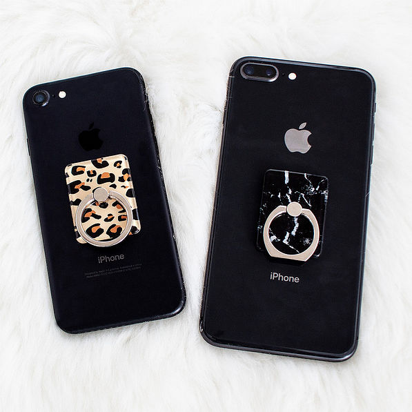 Acrylic Pattern Phone Ring - Marble or Leopard
