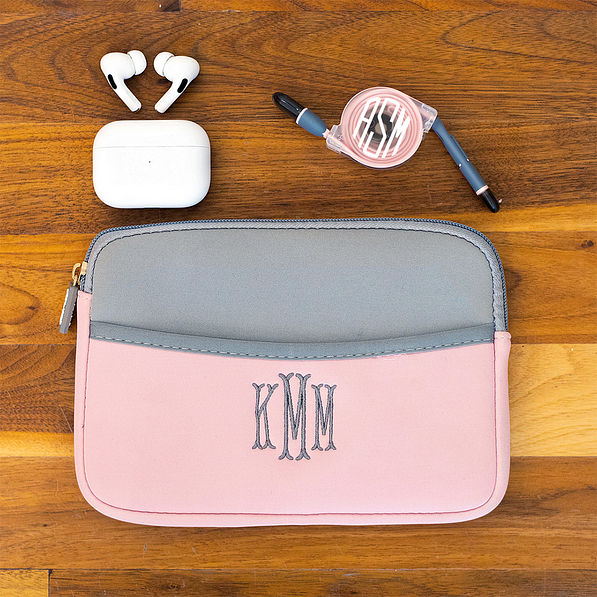 new apple device charging cord with airpods and laptop sleeve