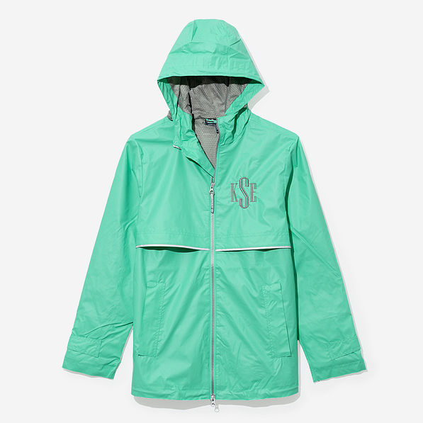 Monogrammed New England Rain Jacket in Mint