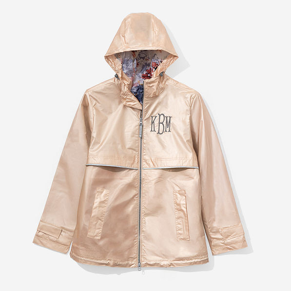 Monogrammed New England Rain Jacket in Champagne