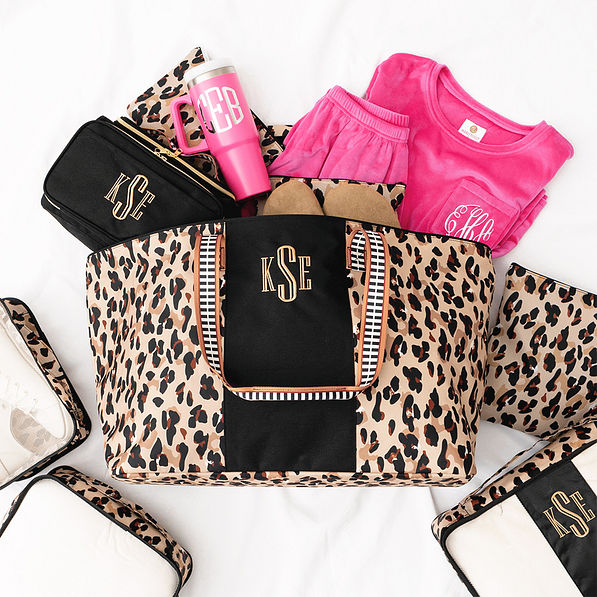 classic cheetah extra large tote bag flatlay
